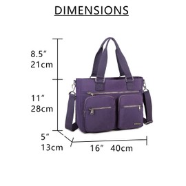 La Packmore Water Repellent Nylon Shoulder Bag Handbag Laptop Bag Teacher Nurse Tote Briefcase Clinical Bag (14-Inch, Lavender)
