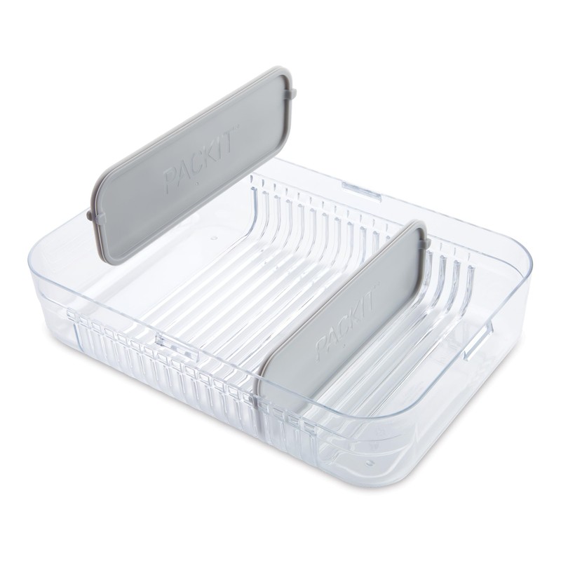 PackIt Mod Large Bento Food Storage Container, Steel Gray, Shatterproof