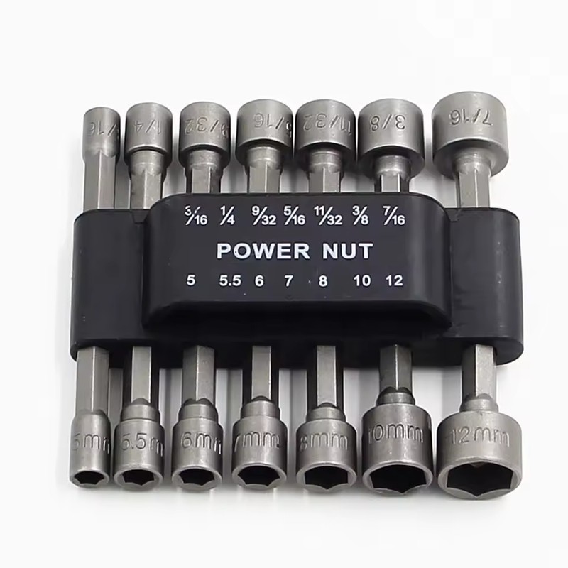 Nut Driver Socket Bit Set for Hex Fasteners – 9-Piece