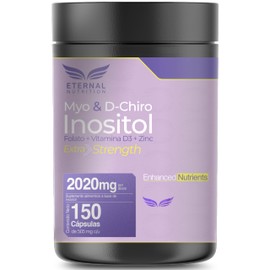 ETERNAL NUTRITION Essentials Inositol 401  Myo  D-Chiro (150 Cápsulas)  Folato Metilado 5-MTHF, Vitamina D3 y Zinc  37 Porciones  2020 mg  Bienestar  