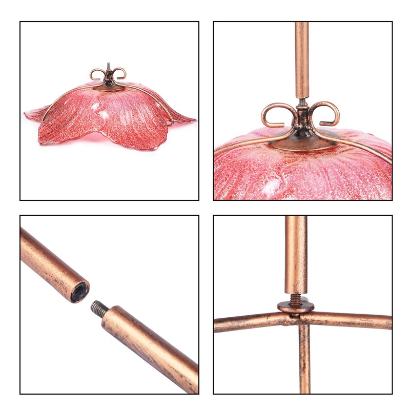 Outdoor Bird Bath Glass Birdbath Garden Birdfeeder with Metal Stake