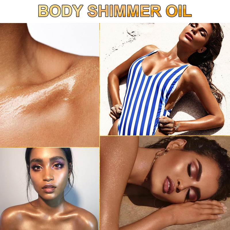 100ml Body Highlighter Oil Long Lasting Face Glitter Illuminator Shimmering