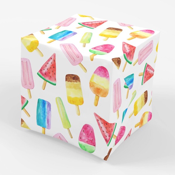 Popsicle Gift Wrap Ice Cream Birthday Party, Folded Flat 30 x 20 Inch, 3 Sheets