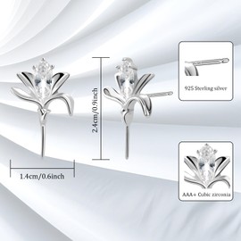 925 Sterling Silver Flower Stud Earrings for Women, Cubic Zirconia Floral Studs, Hypoallergenic Elegant Jewellery Gift for Her