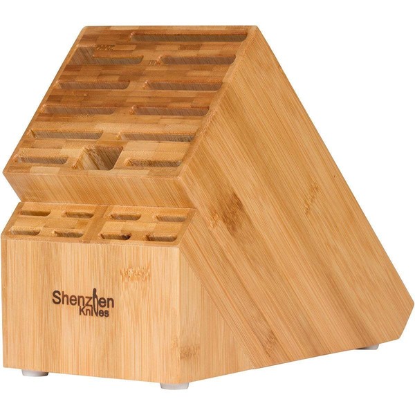 20 Slot Universal Knife Block: Shenzhen Knives X-Large Bamboo Wood