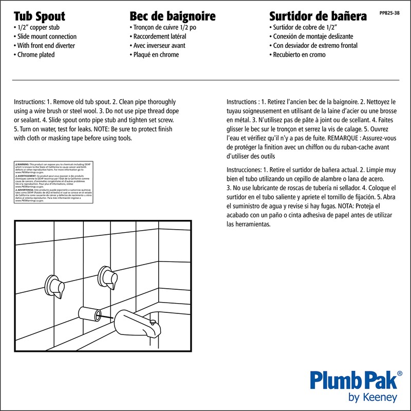 Bathtub Spout Slide Connection