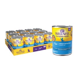 Wellness Complete Health Pate Adult Wet Cat Food, Natural, Protein-Rich, Grain Free, 12.5 Ounce, 12 Pack, (Chicken & Herring)