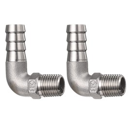 HARFINGTON 90 Degree Elbow Hose Barb Fitting 0.5" Barb x 1/4" NPT Male Stainless Steel Pipe Fitting Air Hose Fittings Coupler Thread Connector Adapter for Water Fuel Air