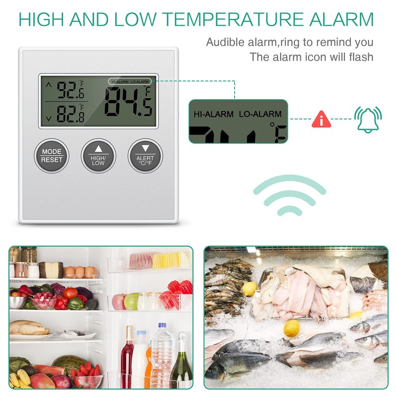 ORIA Refrigerator Thermometer, Digital Fridge Thermometer with High Low Temperature