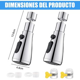 Aireador de Grifo, 2 Piezas, de Acero Inoxidable Color Plata