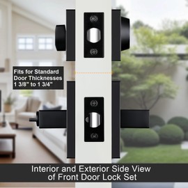 Haidms Black Exterior Door Lock Set With Deadbolt, Matte Black Front Door Handle, Keyed Alike Entry Locksets, Heavy Duty Zinc-alloyed Front Door Lock