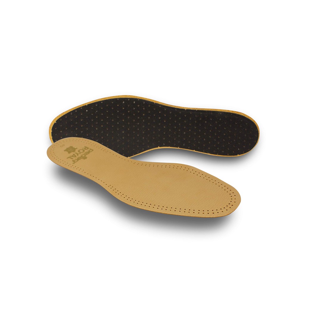 pedag Royal Leather Insoles, Handmade in Germany, Vegetable Tanned Sheepskin with Thin Latex Padding and Active Carbon Filter, Tan, US M12 / EU 45