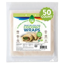 NUCO Certified ORGANIC Paleo Gluten Free Vegan Coconut Wraps (Various Quantities) (50 count)