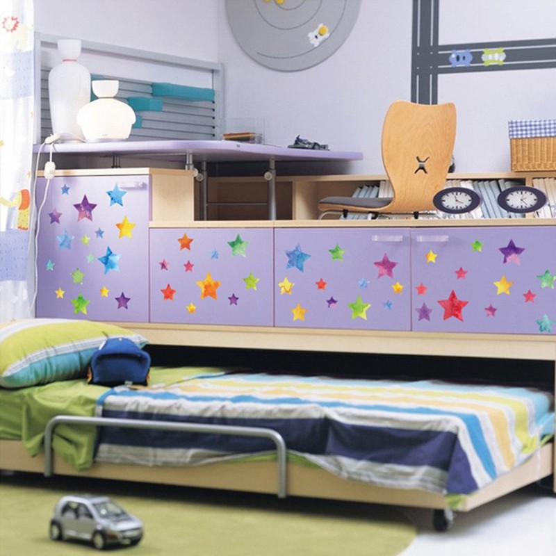 Adhesivos decorativos para pared (123 adhesivos), diseño de estrellas, Una