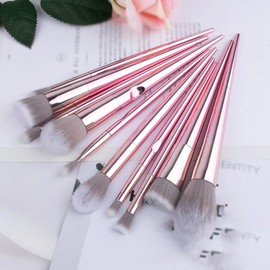Juego de brochas maquillaje 10 piezas, herramienta brocha for sombra ojos y pelo suave                                                                