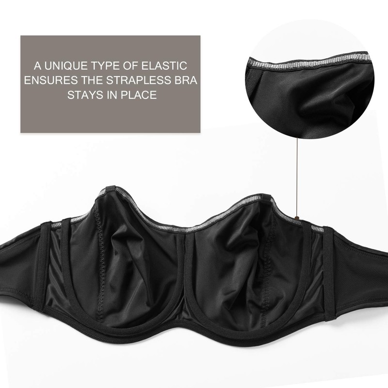 Delimira Women's Strapless Bra Underwire Non Padded Minimiser Plus Size