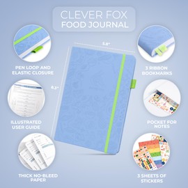 Clever Fox Food Journal - Daily Food Diary, Meal Planner to Track Calories & Nutrients, Weight Tracker Notebook, A5 (Light Blue)