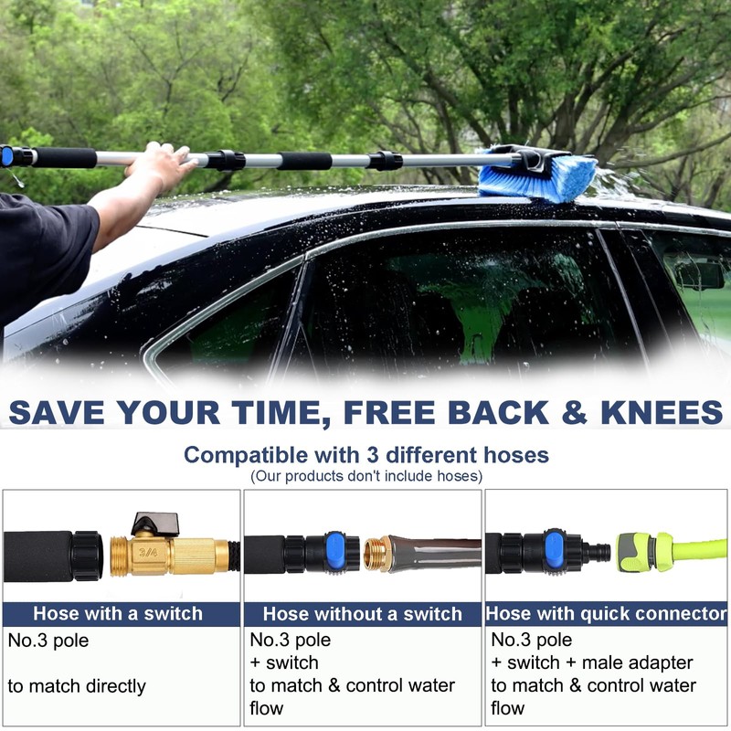 NAVAPAL Car Wash Brush with Long Handle for Car Truck