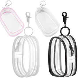 4 Pcs Clear Figure Display Bag with Keychain Case Blind Box Keychain Carrying Case Lipstick Charm for Collectibles(4 Colors)