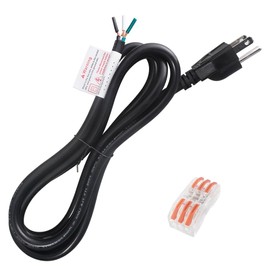Asjeumt 6ft 3 Prong Power Cord Replacement, 16 AWG Appliance Power Cord, 110V 120 Volt AC 16/3 Wire SJT 16 Gauge Plug, Power Cable for Repairing Industries Dryer Dishwasher Electrical Blanket - Black