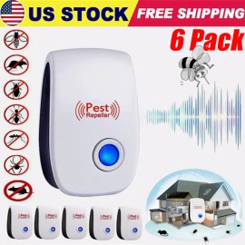 All Access Trading 6 Packs Ultrasonic Pest Control Repellent for Mice Mosquitoes Roaches Bugs Fleas