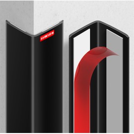 MONOID Wall Corner Protector, 2 PCS Furniture Edge Protection, PC Anti-Bump Guards Avoid Scratching Corner Trim for Door Frame, Table, Countertop, Stair, Self-Adhesive, Black, 1.97IN×47.24IN/5CM×120CM