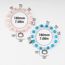 2pcs Magnetic Cute Kitty Friendship Couples Bracelets Set, Love Distance Matching Bracelet for Couple Soulmate Best Friends Gifts, 3, Stone, Agate