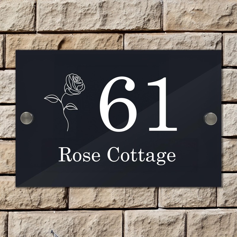 Badgemaster Modern Anthracite House Number Sign Plaque Stainless Steel Standoffs