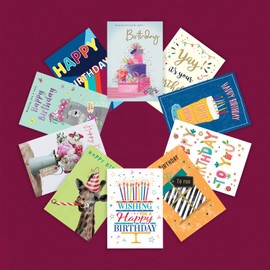 Piccadilly Greetings Box of assorted Birthday Cards Multipack | Birthday Cards pack of 20 | 5x7 inches | Includes 20 unique colourful designs, with white envelopes, suitable for all ages and genders.