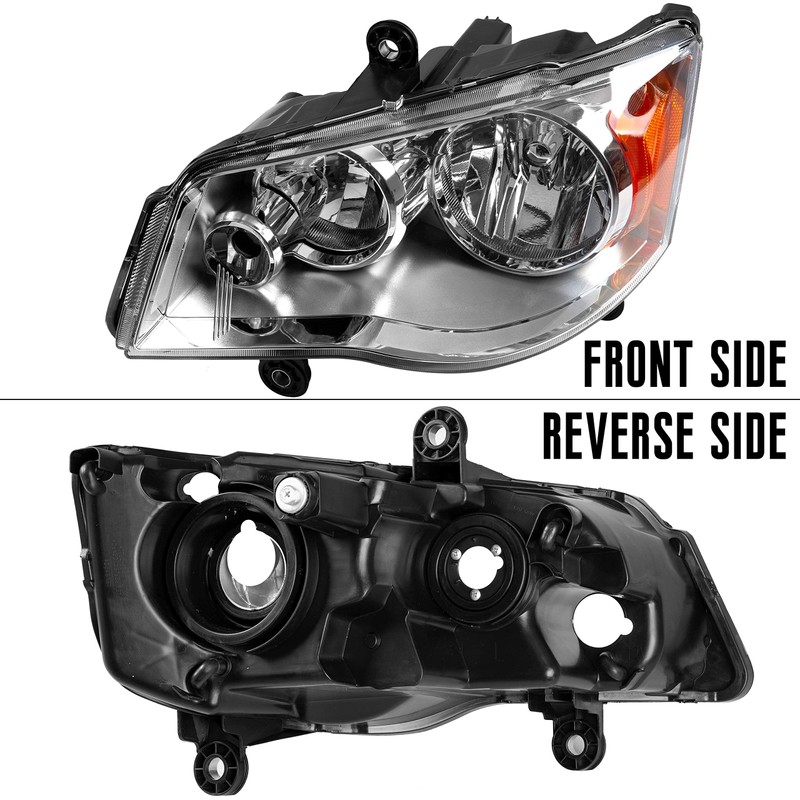 HECASA Pair Headlight Headlamp Chrome Housing Clear Lens Compatible With