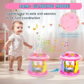 M SANMERSEN Baby Girl Toys 12 Months Musical Light Up Toy Crawling Learning | Ocean Projector Rotating Infant Aquarium Toy For 12-18 Months Boy Girl B