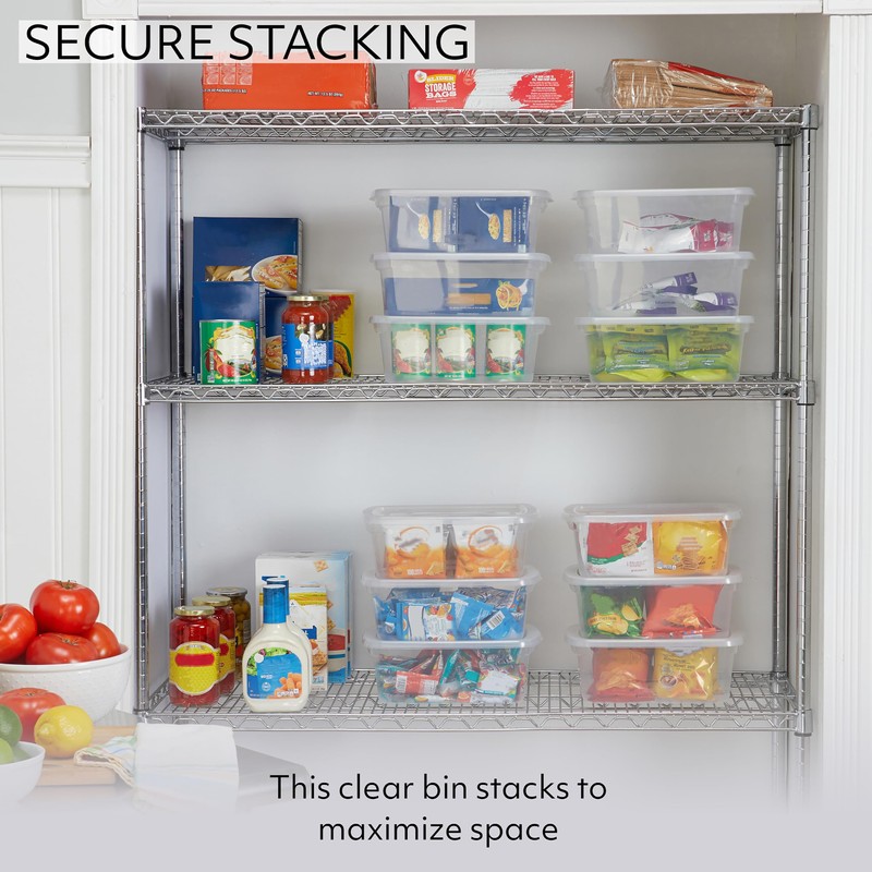 Rubbermaid Cleverstore 6 Qt Clear Storage Bins with Lids, 12-Pack,