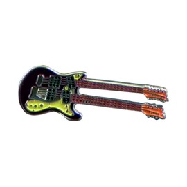 Metal Enamel Pin Badge Rock Music Electric Bass Guitar Double Head