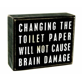 Primitives by Kathy 17387 Classic Box Sign, 5 x 4-Inches, Changing The Toilet Paper