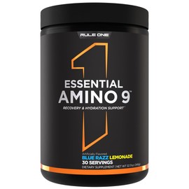 Rule 1 Proteins Rule 1 Essential Amino 9 ?C Recovery & Hydration Support with 7.5g of Essential Amino Acids + Electrolytes (30 Servings, Blue Razz Lemonade)