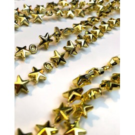 Miniature Shiny Beads Garlands - Gold Stars Mini Beaded Christmas Garland 9FT Length, 1 Ea