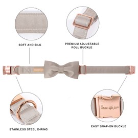 Unique style paws Dog Collar, Wedding Silk Dog Collar with Bow, Soft Bowtie Adjustable Pet Collar Gift for Female or Male Large Dogs