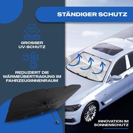 Sonnenschutz Auto Frontscheibe. Windschutzscheibe Sonnenschutz SUV und LKW Auto-Sonnenschirm 135x79 cm UV-beständiger Auto Sonnenschutz frontscheibe mit 360° drehbarer Achse und Titan-Beschichtung