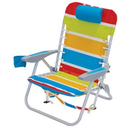 Rio Beach 4-Position Backpack Lace-Up Suspension Folding Beach Chair, Bright Stripe