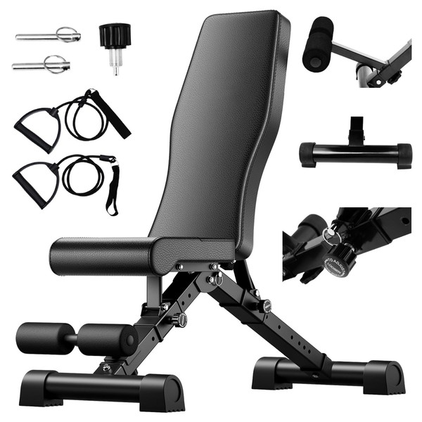 Adjustable and Foldable Workout Bench, Multifunctional Strength Training Dumbbell Bench,