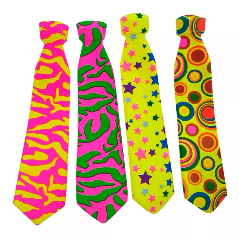 Lecute 10 Corbatas Neon Fiesta Fluorescente Brilla Luz Negra Party