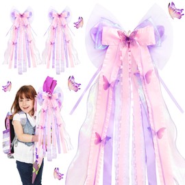 beifon 2 Stück Schleife Schultüte Mädchen Schultütenschleife 60×20cm, Zuckertüten Schleife Lila Rosa, Schultüte Schleife Zuckertütenschleife Einschulung Schulanfang Deko für Mädchen Junge