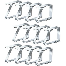Cezmkio Tablecloth Clips Large Pack of 12 - Stainless Steel 7 x 8 cm Tablecloth Clips Table Cloth Holder Ideal for Restaurant, Picnics, Marquees, Weddings, Graduation