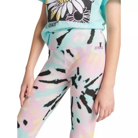 Justice Girl's S (7/8) Full Length LEGGINGS Justice Aqua Mist Spiral Dye Effect NWT