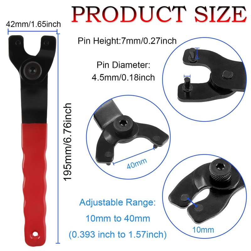 JONMON Grinder Wrench, Universal Adjustable Lock-Nut Pin Angle Spanner with