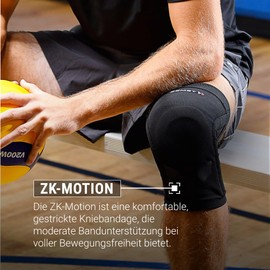Zamst ZK-Motion Sports Knee Brace, Comfortable Knitted Fabric, Flexible Resin Support, Knee Support for Sprains on the Cross, Inner and Outer Band, Basketball, Volleyball, Football, Ski, Size (L)