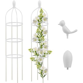 HASTHIP® Soporte de Plantas Trepadoras de Jardín 120CM - Enrejado Obelisco Ajustable Plástico para Plantas Trepadoras,Rosas,Clemátides Tomates e Hiedra - Decorativo y Resistente para