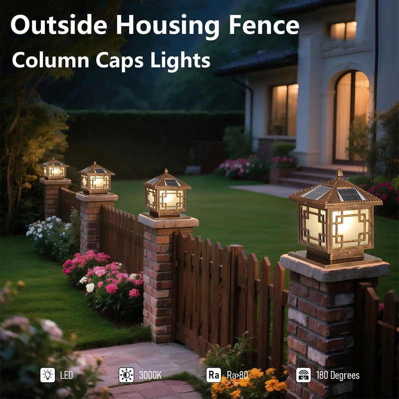 SLAWA Outside Housing Post Lighting Fixtures 9.8In Solar Post Caps