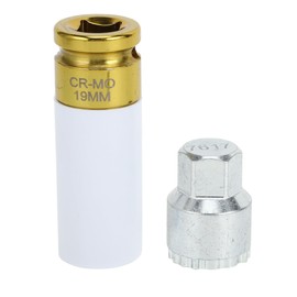 RATCHROLL Wheel Lock Lugnut with 19mm Adapter for Volvo #7618 Anti-Theft Screw Nut Removal Key Socket 1set