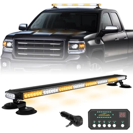 XRIDONSEN 37" 104 LED Roof Top Strobe Light Bar Amber White Emergency Traffic Advisor Lights Double Side Warning Safety Flashing w/Magnetic Mount for Construction Vehicles Plow Trucks Pickup Wrecker